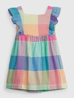 Baby Gap Toddler Girl Linen-Cotton Plaid Dress Spring Plaid Size 4T